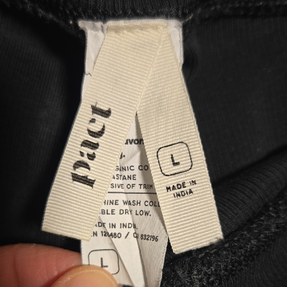 Pact Organic Cotton Ribbed Straight Leg Leggings, Black, Size L - Picture 2 of 9